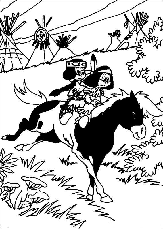 Plansa de colorat cu Indieni 41 36